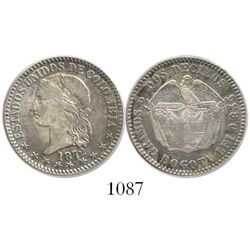 Bogota, Colombia, 2 decimos, 1872.