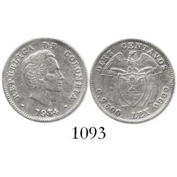 Bogota, Colombia, 10 centavos, 1934, without B, rare.