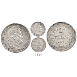 France (Rouen mint), 1/4 franc, Louis Philippe I, 184/30-A, extremely rare.