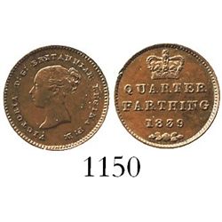 London, England, copper 1/4 farthing, Victoria, 1839.