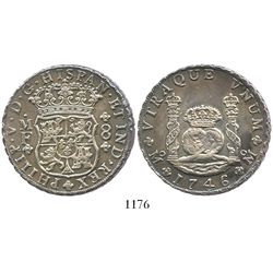Mexico City, Mexico, pillar 8 reales, Philip V, 1746MF.