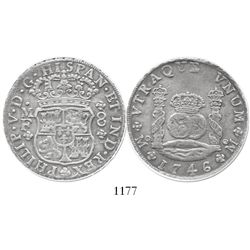 Mexico City, Mexico, pillar 8 reales, Philip V, 1746MF, encapsulated ANACS EF 40.