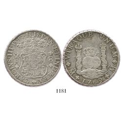 Mexico City, Mexico, pillar 8 reales, Charles III, 1769MF.