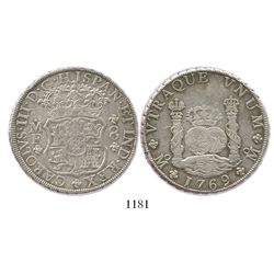 Mexico City, Mexico, pillar 8 reales, Charles III, 1769MF.