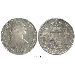 Mexico City, Mexico, bust 8 reales, Charles IV, 1806TH.