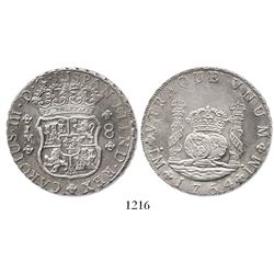 Lima, Peru, pillar 8 reales, 1764JM.