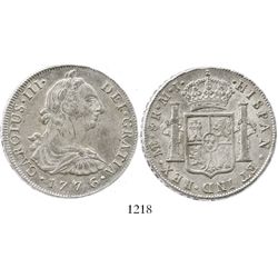 Lima, Peru, bust 8 reales, Charles III, 1776MJ.