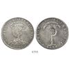 Image 1 : Philippines, 8 reales, Isabel II, "Y•II" countermark (Type VI, 1834-37) on Santiago, Chile, "volcano