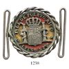 Image 1 : Puerto Rico, 1 peso (5 pesetas), 1895-PGV, cut around reverse details and converted to a belt buckle