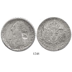 Bern, Switzerland, 40 batzen, arms / 40 BZ counterstamp (1816) on a French ecu of Louis XVI, Paris m