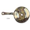 Image 1 : Brass candle-holder, intact but flattened.