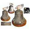 Image 1 : Large bronze ship's bell, dated 1776, with wood and remnants of iron encrusted on the top.