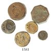 Image 1 : Lot of 6 brass/bronze coin weights, Spanish colonial (1500s).