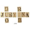 Image 1 : Set of 11 carved-bone letter tiles used to teach children, ca. 1800, in Riker case.