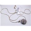 Womens Sliver Necklace w/ Snowflake Pendant