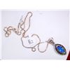 Ladies Oval Sapphire Pendant w/ Silver Necklace
