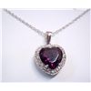 Alexandrite Heart Pendant w/ CZ & Silver Necklace