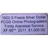 Image 3 : 1922-S Silver Peace Dollar  XF-55 VAM w/Appraisal