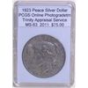 Image 1 : 1923 Peace Silver Dollar MS-63 PCGS w/ Appraisal