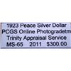 Image 3 : 1923 Peace Silver Dollar MS-65 PCGS w/ Appraisal