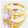 Image 2 : 19.7twc Lab Diamond/Aquamarine Gold Vermeil Ring (JEW-3514)