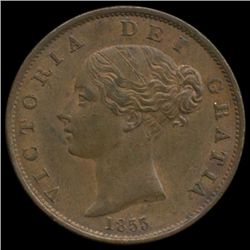 1855 Victoria Halfpenny Hi Grade (COI-7141)