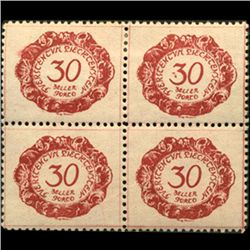 1920 Liechtenstein 30h Postage Due 4 Block Error (STM-0448)