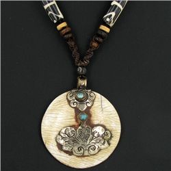 Tibet Shell Agate Bead Nickel Necklace (JEW-3174)