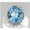 12.2ct Sky Blue Topaz & Diamond 14k Ladies Ring (JEW-1772)