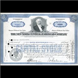 1950s NY Central RR Stock Certificate Rare (CUR-06421)
