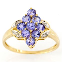 1.52Ct Natural Tanzanite & Diamond 9K Gold Ring (JEW-9054X)