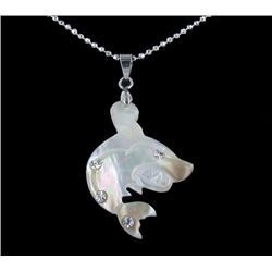 18k WG Plated Mother of Pearl Shark Necklace (JEW-1974)