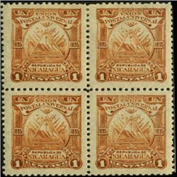 1895 Nicaragua 1c UPU Block of 4 (STM-0420)