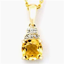 1.03ct Natural Citrine & Diamond 9K Gold Pendant (JEW-1451)