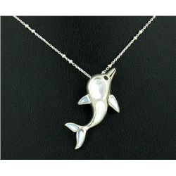 36twc MoP Sterling Dolphin Pendant Necklace (JEW-219)