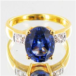 16.9twc Lab Diamond/Sapphire Gold Vermeil Ring (JEW-3518)