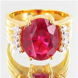 23.2twc Lab Diamond/Ruby Gold Vermeil Ring (JEW-3516)