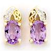 1.22Ct Natural Amethyst & Diamond 9K Gold Earrings (JEW-9105X)