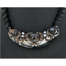 Tibet Agate Dragon &  Bead Choker Necklace (JEW-3239)