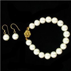 White South Sea Pearl Earring Bracelet Set (JEW-3315)