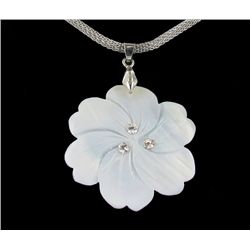18k WG Plated Mother o Pearl Lg Plumeria Necklace (JEW-1962)