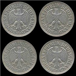 1966D/F Germany 1 Mark Hi Grade Scarce 4 Pcs (COI-8170)