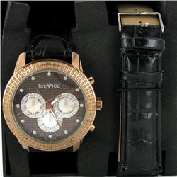 New Ice Time Mens Diamond Bezel Chrono Style Watch (WAT-342)