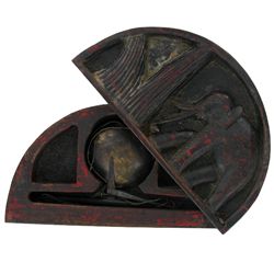 Antique Opium Scale Set In Hand Carved Teak Box  (ANT-1909)