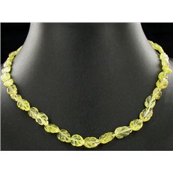 115twc Hand Carved Lemon Citrine Beads Necklace (JEW-1808)