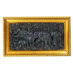 Framed Sapphire Gemstone Elephant Scene (DEC-465)