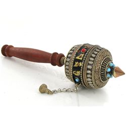 Tibet Bronze Prayer Wheel with Handle (ANT-1797)
