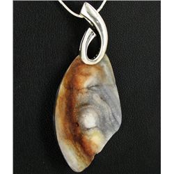 58twc Carved Druzy Agatee Pendant Sterling (JEW-1748)