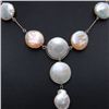 Golden & White Flat Pearl Necklace Earrings  (JEW-262)