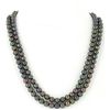 Black Saltwater Pearl 2 Strand Necklace (JEW-2592)